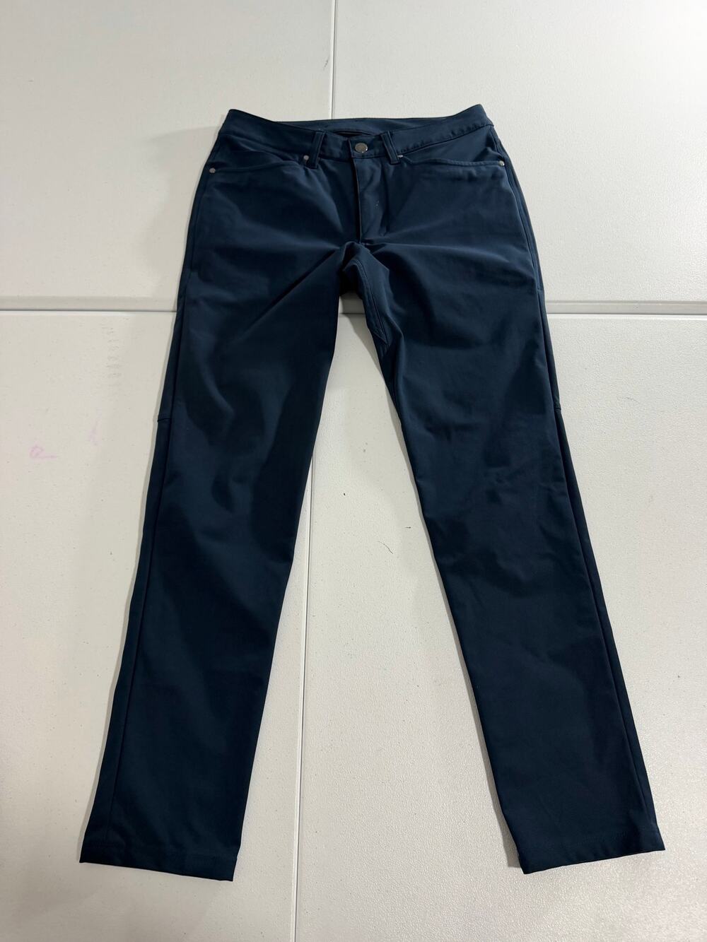 Lululemon Mens ABC Pant Navy Blue 5 Pocket Warpstreme Stretch Size 34 x 30